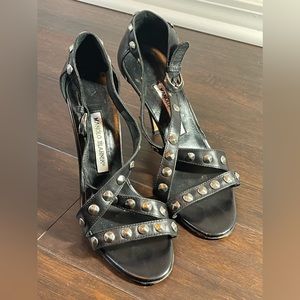 Manolo Blahnik Black Strappy Sandal with Studs Size 9